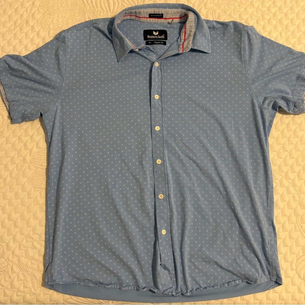 ButterCloth Icy Cotton Shirt Mens XL Blue Button Up Regular Fit Stretch Preppy